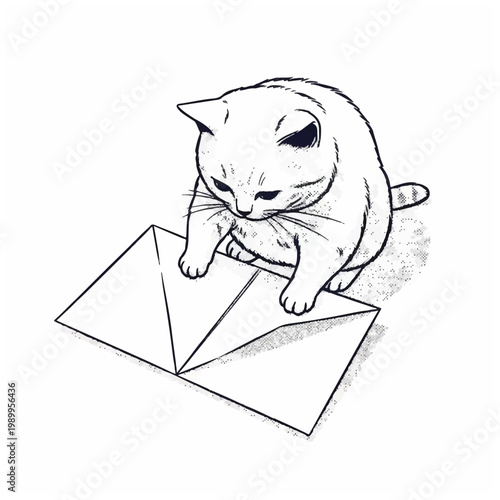 Curious Cat Opening Large Envelope.