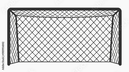 A black soccer goal net icon on a white background