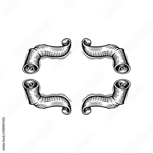Four metal pipe connectors illustration.