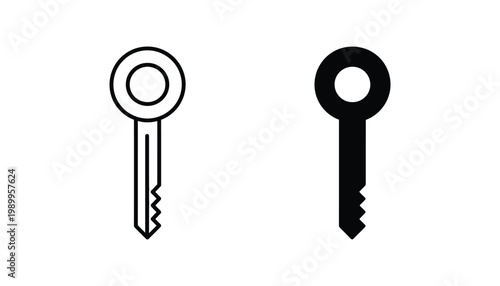 Security key icon set for encryption and access control concepts isolated on white background
