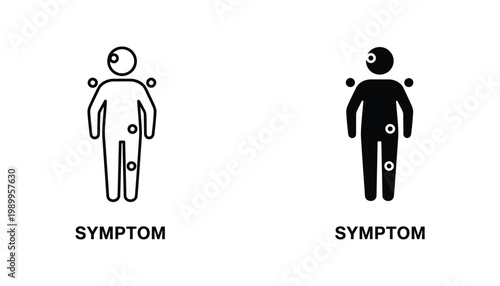 Human symptom body check icon set for medical and diagnostic health applications on white