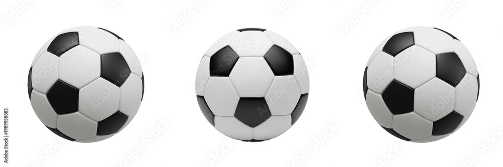 Fototapeta premium Set and collection of soccer ball isolated on white transparent png background