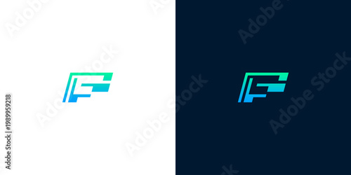 Abstract letter F logo with futuristic gradient design, modern branding concept