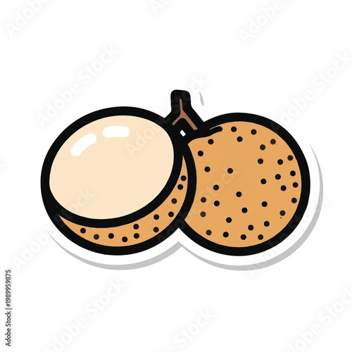 Cartoon illustration of cut durian fruit.