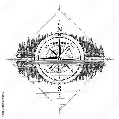 Compass Navigation Tool Direction Indicator.