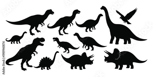 Dinosaur silhouettes a prehistoric collection of extinct reptiles