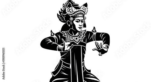 Traditional Balinese Dancer in Elaborate Costume.