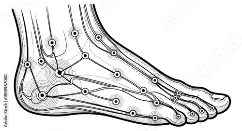 Acupuncture points on human foot diagram.