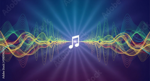 Abstract Music Waveform With Musical Note.