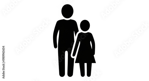 Father and Daughter Silhouette Icon.