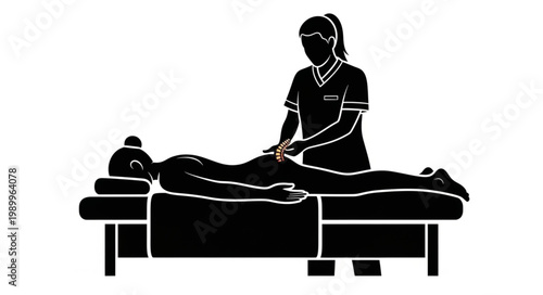 Therapist giving a back massage to a person lying on a massage table.