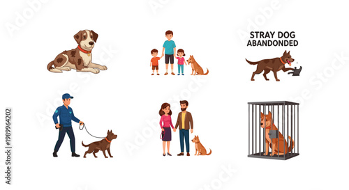 abandoned dog concept with people and pets