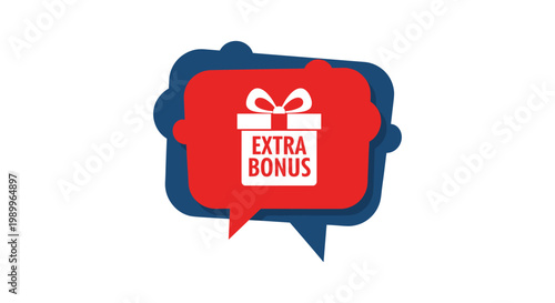 Extra bonus gift icon with speech bubble