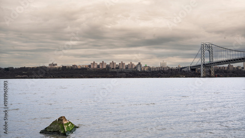 George Washington Bridge over Hudson River under Cloudy Sky