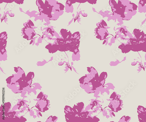 Pink and cream floral pattern on light beige background with seamless background botanical illustration abstract decorative