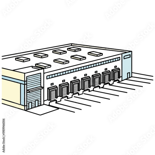Industrial Building with Loading Docks.