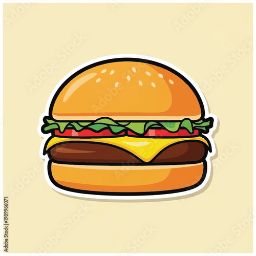 Cheeseburger with lettuce and tomato.