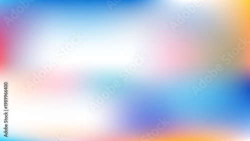 A soft horizontal gradient vector background with a bright white center blending into blue, pink, and orange hues. This smooth, fluid mesh design is ideal for modern web banners and presentations.