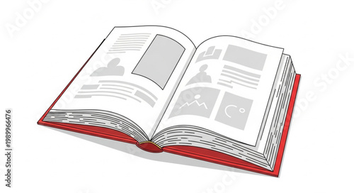 Open Book Illustration with Text and Images.