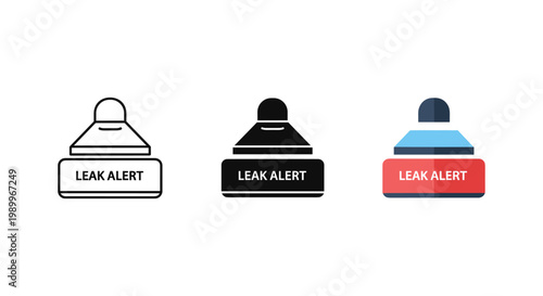 leak alert icons, warning signs, notification symbols