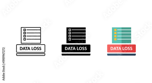 Data loss icons, database error symbols, file corruption