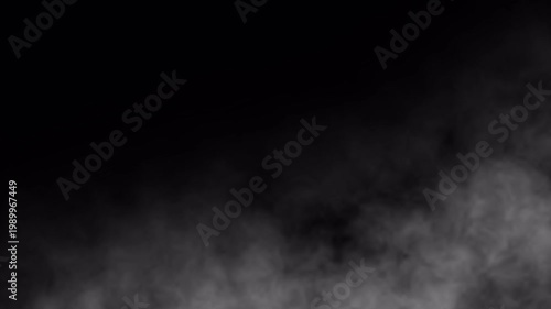 dust smoke storm moving fast on black background. Soil powder overlay drifting to right and upward, cinematic seamless loop 4k. smoke on black background