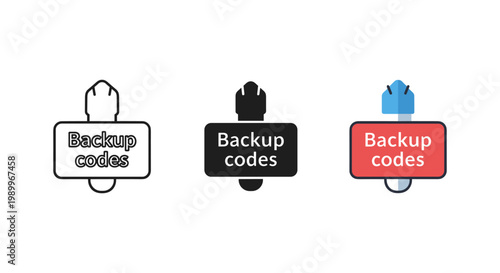 backup codes icons in black white and color