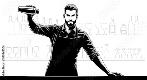 Bartender Shaking Cocktail in Bar.