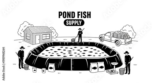 Pond Fish Supply Illustration.