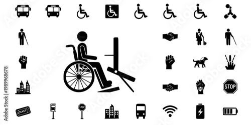 Accessible Public Transit Silhouette Vector - Wheelchair Accessibility Icon