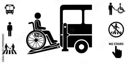 Accessible Public Transit Silhouette Vector - Wheelchair Accessibility Icon