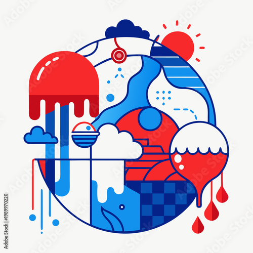 Abstract Globe Illustrating Climate Change and Pollution