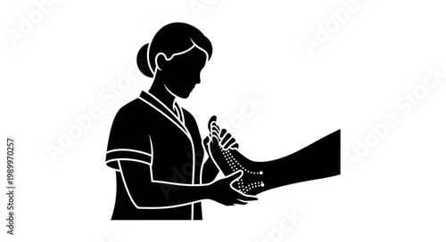 Nurse Applying Lotion to Patients Foot.