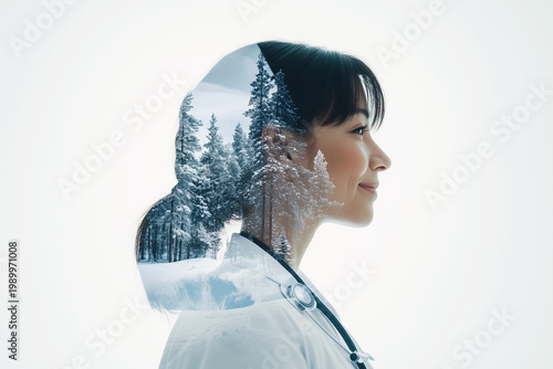 Portrait of an Asian Nurse in a Western Landscape