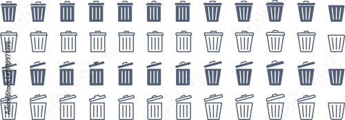 シンプルな色んな形のごみ箱マークのアイコンセット