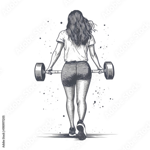 Female athlete strength training with barbell in a minimalist style 