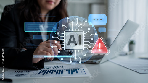 Tableau sur toile AI interface showing prompt error warning and system alert