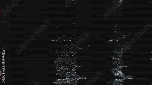 Black and White VHS Glitch Noise Texture Background