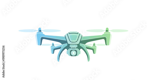 Gradient drone vector illustration highlighting modern remote-controlled aerial technology. Ideal for digital design concepts about surveillance, photography, and delivery