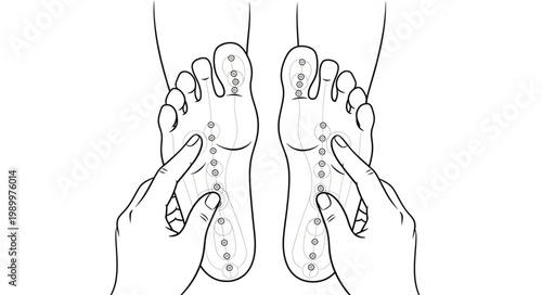 Acupressure points on human feet illustration.