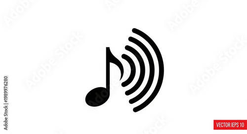 Musical Note Sound Wave Icon.