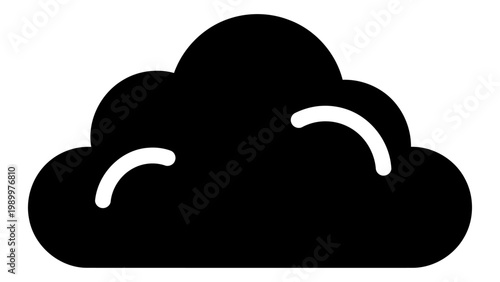 Black cloud icon isolated on white background simple vector illustration of a fluffy cloud symbol for weather forecast
