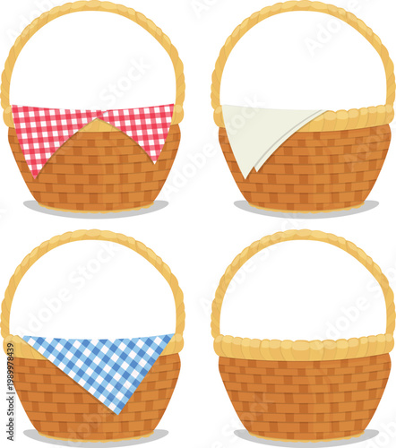 Empty picnic basket set illustration