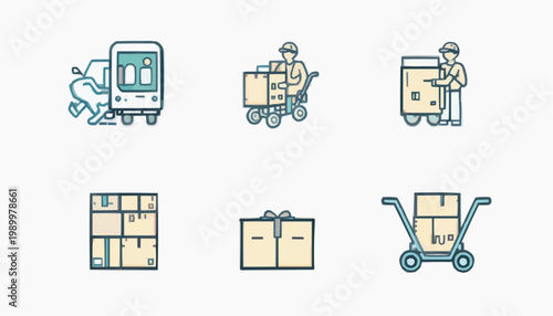 comprehensive collection of moving service vector icons, 
