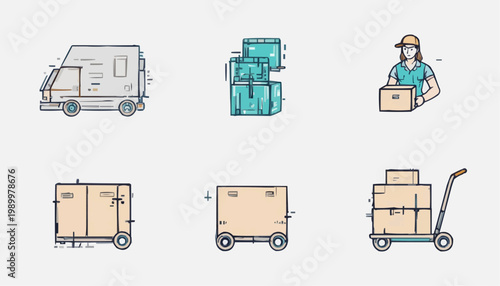 comprehensive collection of moving service vector icons, 