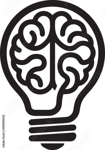 Light bulb brain concept icon symbolizing intelligence and creativity.