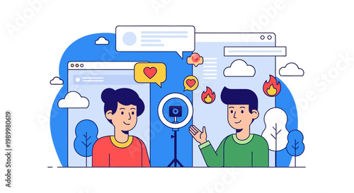 Live Content Streaming and Influencer Marketing Concept