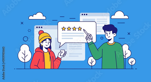People giving four star feedback and online reviews vector