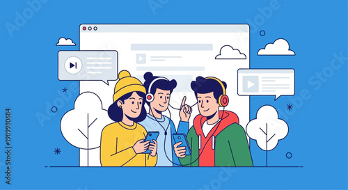 Friends Listening and Sharing Music Online Together