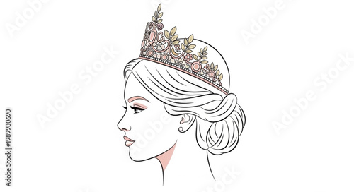 Elegant Woman Wearing a Sparkling Crown.